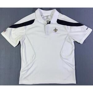 New Orleans Saints NFL Team Apparel Reebok Polo Shirt Play Dry Black Gold Large